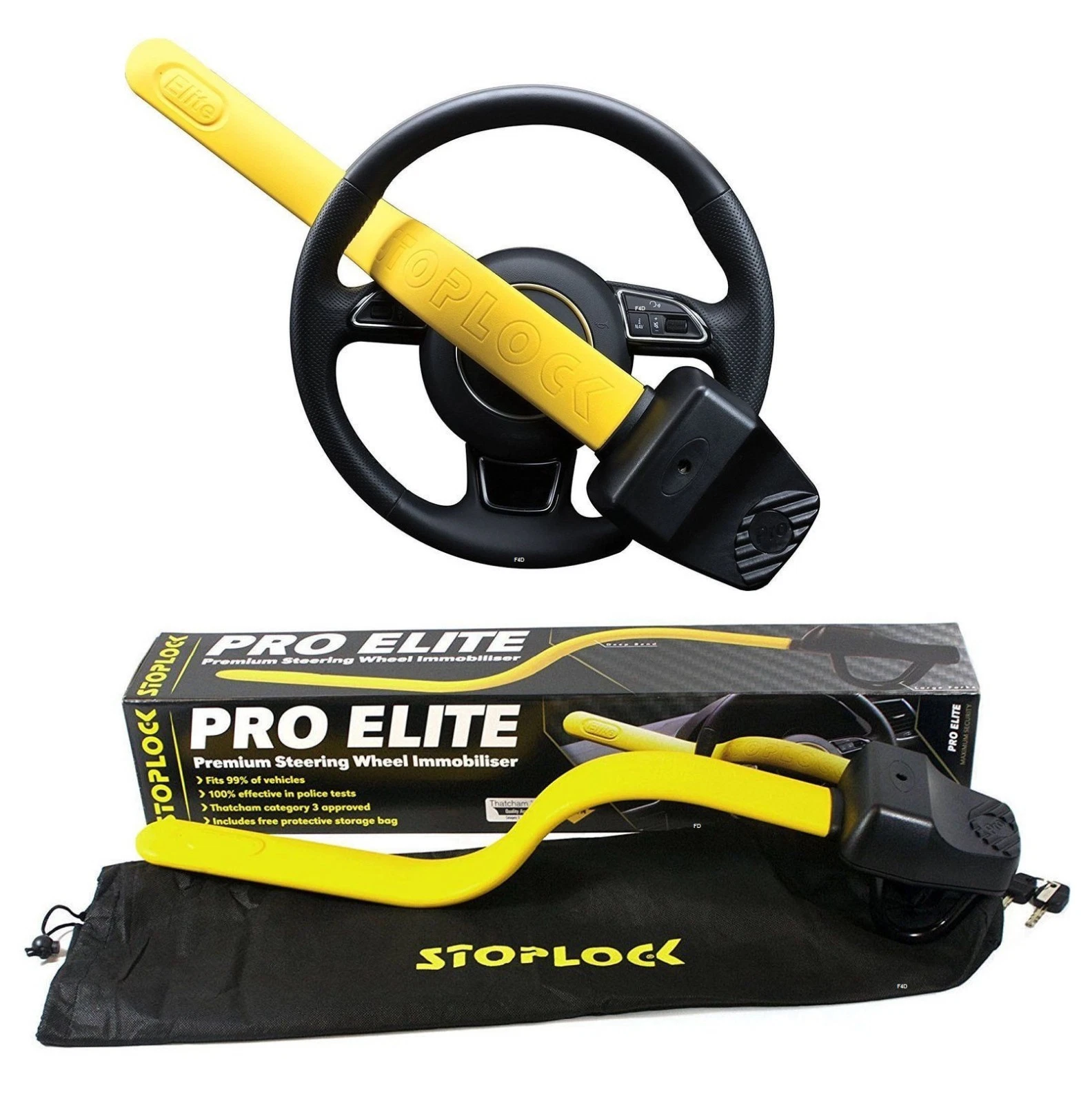 STOPLOCK STEERING WHEEL LOCK PRO ELITE ANTI THEFT THATCHAM CAT 3 APPROVED HG150