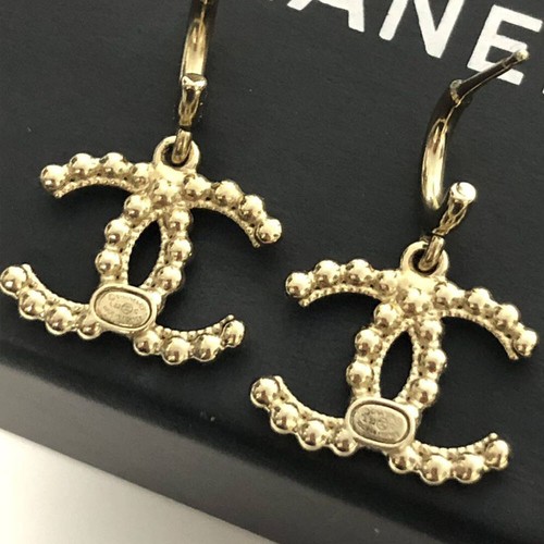 CHANEL CC Logos Hoop Dangle Earrings Gold Tone L22C Auth w/Box D-d1151 - Picture 7 of 9
