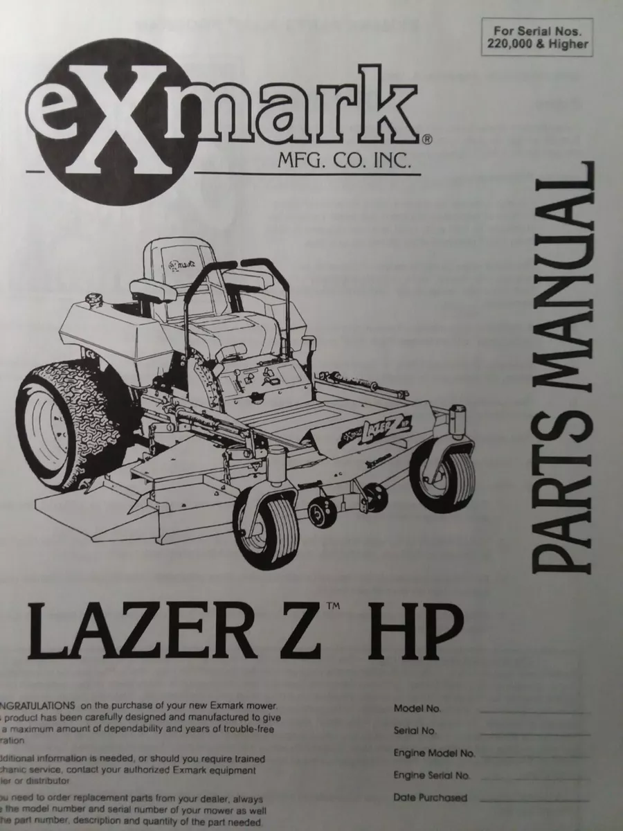 eXmark Lazer Z HP Zero Turn Riding Lawn Mower Parts Manual 44