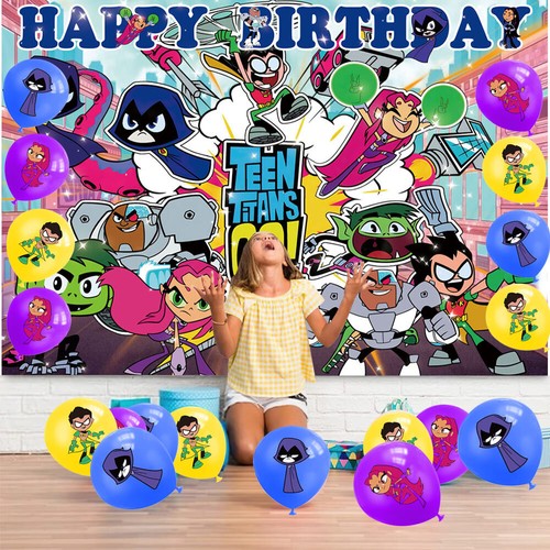 Teen Titans Go Birthday Party Supplies Balloon Cake Toppers Banner 5X3FT - Picture 2 of 7