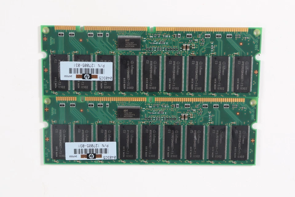 Lot of 2 Infineon HYS72V32301GR-7.5-C2 256MB 133MHz 32Mx72 SDRAM CL3 - Image 2 of 2