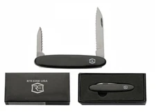 Swiss Type Gentleman's Excelsior Serrated Blade Pocket Knife -  Black - NEW