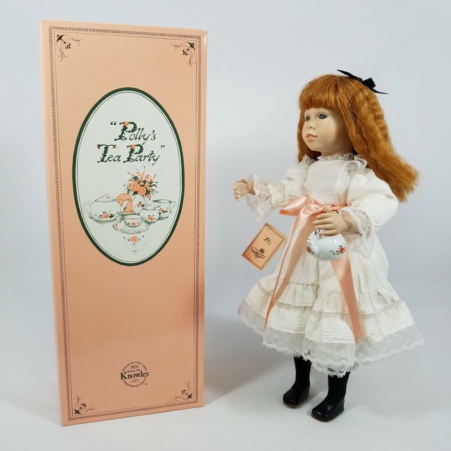 Knowles 1st Edition Polly's Tea Party Collectible Porcelain Doll 1990 Susan Krey eBay
