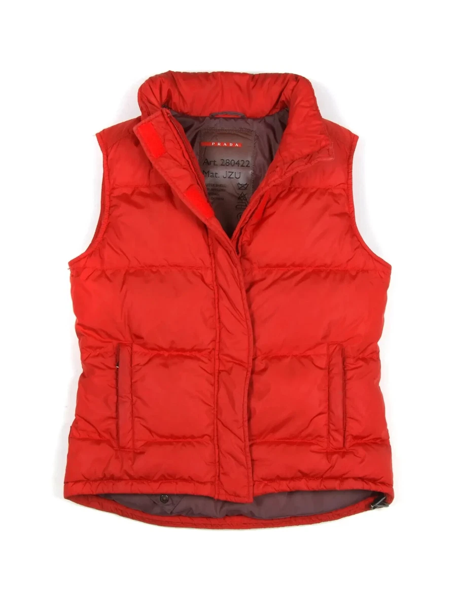 Women's Vintage PRADA A/W 99's Sport Down Vest in Red it42/S | eBay