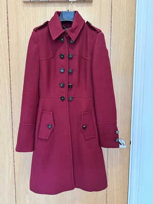 Wool Karen Millen Red Military Coat Karen Millen Wine Red Wool
