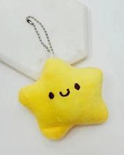 Star Plush Keychain Bag Clips Stuffed Toys Keyrings Backpack Clip Bag Tag Yellow