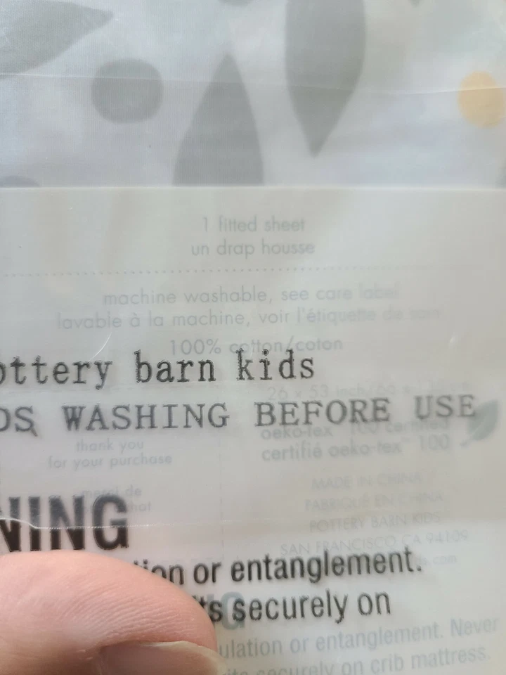 POTTERY BARN 婴儿 儿童 Ana Paisley 棉 育婴 婴儿床 床床 床垫 灰色 黄色 — 第 4/4 张图片