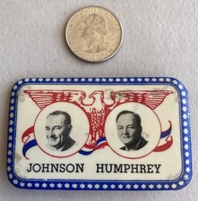 1964 Johnson and Humphrey Pin Back Campaign Button President Fargo Rubber