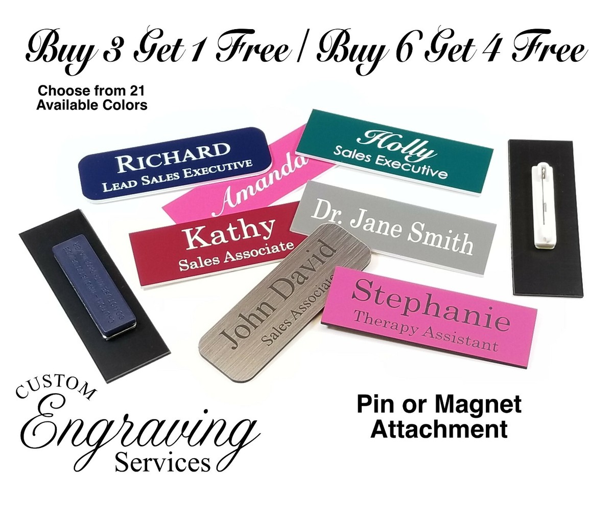 3名様　オーダー受付 1X3 EMPLOYEE PERSONALIZED NAME TAG BADGE MAGNET OR PIN