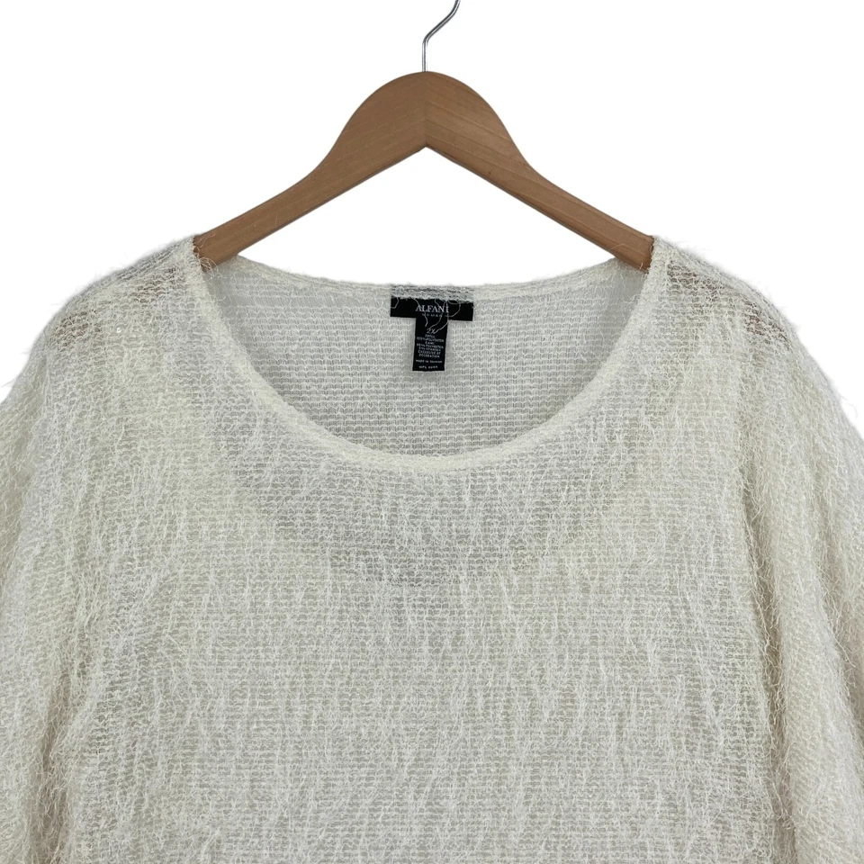 Alfani Blouse Top Womens 2X White Eyelashes with Tank Lined 3/4 Sleeve Pullover - Image 4 of 4