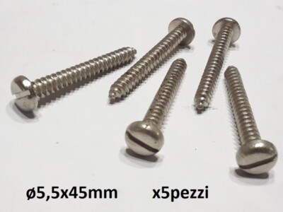SELF-THREADED ROUND HEAD SLIT SCREWS STAINLESS STEEL ø5.5x45mm X MOUNTING x5PC