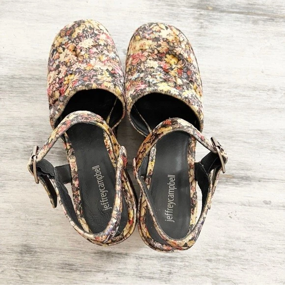 Jeffrey Campbell Boho Floral Tobillo Correa Plataformas Cuñas Talla 8.5 Foto 2 de 4