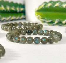 Genuine Labradorite Beaded Crystal Stretchy Bracelet Healing Protection Balance