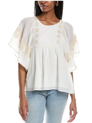 Vanessa Bruno Nael Ruffle Top White Size Small Cotton