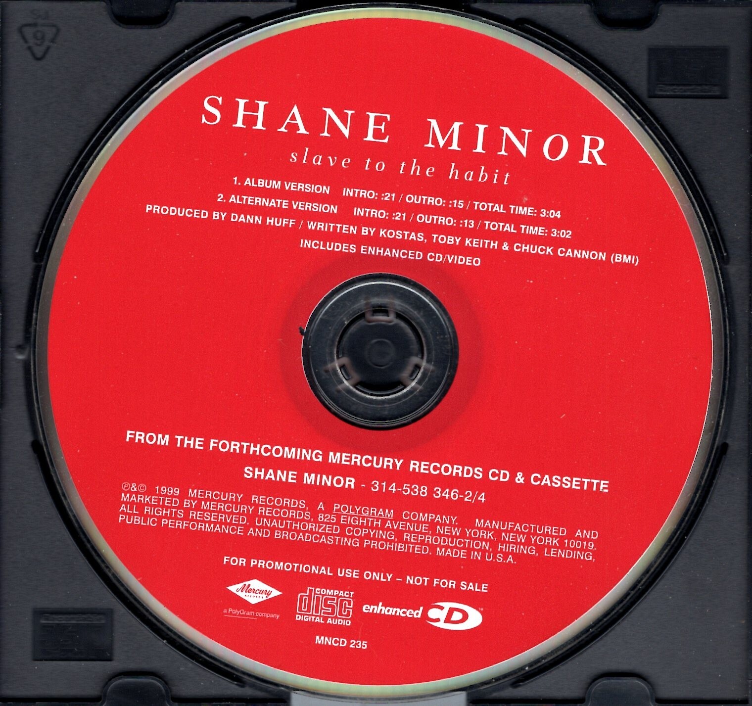 Shane Minor - Slave To The Habit (alt version) - PROMO CD Single - Disc ...