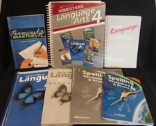 Lot of 7 Abeka 4th Grade Language Spelling Penmanship Lesson Plans Keys Books