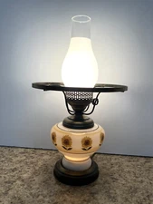 Vintage Gone With The Wind 3-WAY Milk Glass Sunflower  Hurricane Table Lamp   22