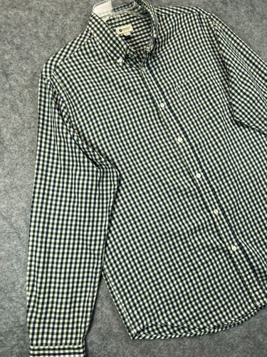 Haggar Button Up Shirt Mens Large Green Check Long Sleeve Work Casual Mens - Picture 2 of 10