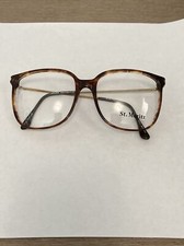 Vtg NOS Amber Boston Style St. Moritz Plastic  Gold Frame Glasses 56-18-145
