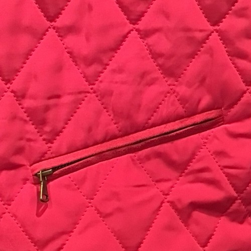 Talbots Women Fuschia Puffer Vest L Sweater Sides Snap Zip Pockets FLAW READ - Picture 11 of 24
