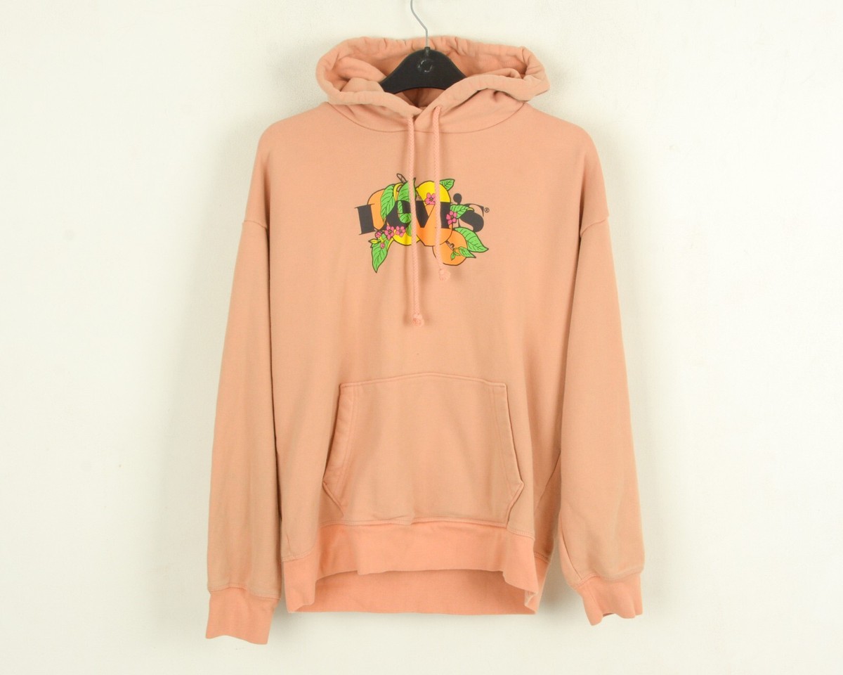 LEVIS STRAUSS Women M Jumper Hoodie Sweatshirt Hooded Peach Logo