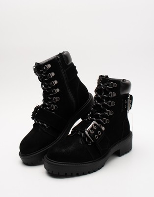 RRP  170 CARVELA Ankle Boots Size 36 UK 3 US 6 Treated Lug Sole Buckle Pin