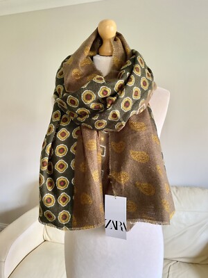 Zara Paisley & geometrisch gemustert Patchwork großer Schal Tuch Neu # S02