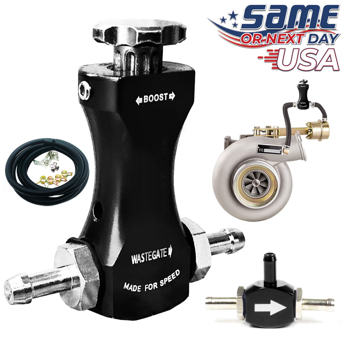 TurbosportX Boost Tee Manual Boost Control Kit MBC Black - FAST