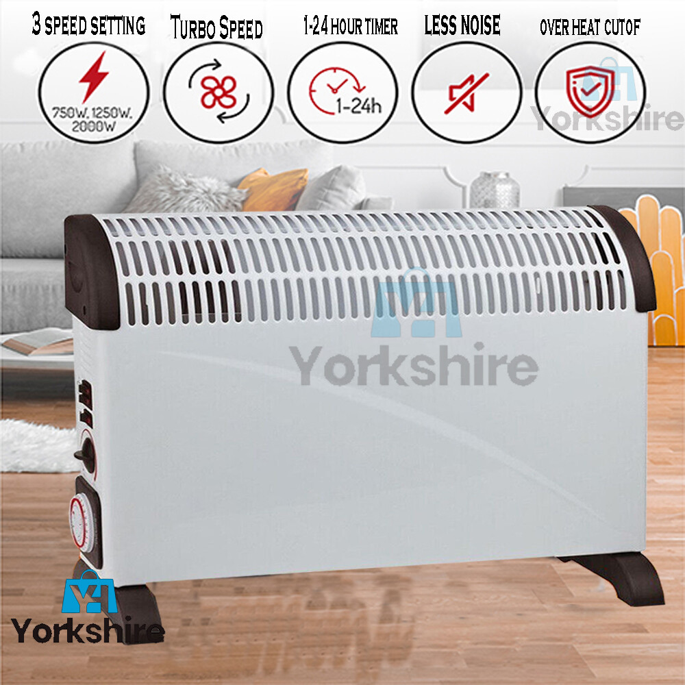 Modern 2000W Electric Convector Radiator Turbo Thermostat Timer Home Heater