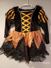 Girls Size 4 Halloween Costume Witch With Hat Multi layer Skirt SO CUTE 