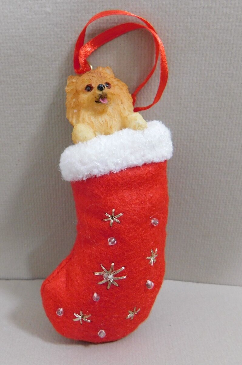 Pomeranian Christmas Stocking Ornament with 