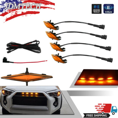 Set of 4pcs Grille Led Amber Lights Light For Toyota 4Runner TRD Pro 2014-2021