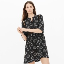 Sandro Rodic Dress Black Silk Embroidered Floral Cutout Mini Size Medium