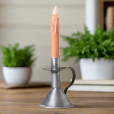 Primitive Farmhouse Handcrafted Funnel Style Tin Taper Candle Holder