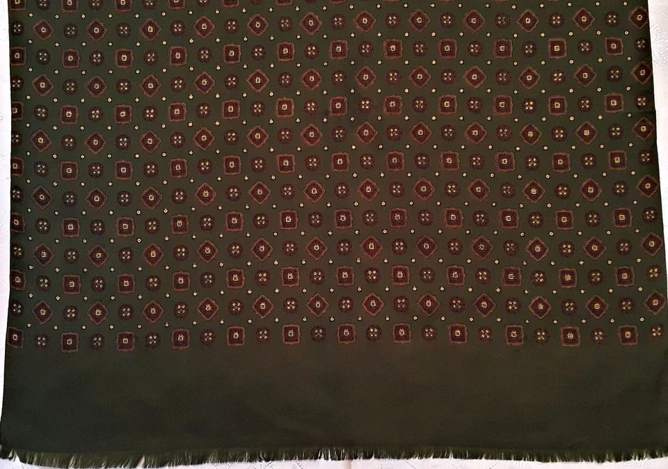 VINTAGE GEOMETRIC ART GREEN BROWN ACETATE LONG MEN'S SCARF - Изображение 2 из 4