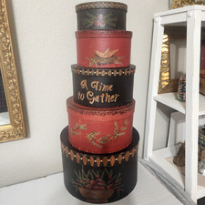 Primitive Ragon House Folk Art Round Stacking...