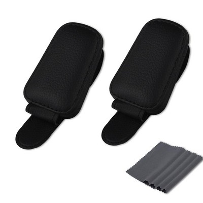 2pcs Magnetic Leather Glasses Holder Car, Sunglasses Holder Auto ...