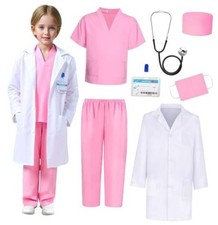 Doctor Costume for Kids Halloween Doctor Dress Up Birthday 7-8 Years Pink