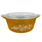 Vintage Pyrex Covered Dish Butterfly Gold 2.5 Quart 475-B Casserole Baking w/lid