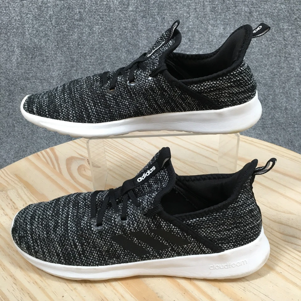 Adidas Cloudfoam Mujer 10.5 Negro Puro Blanco Tejido Atlético Zapatos para Correr Foto 2 de 4