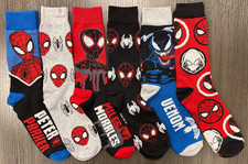 Brand New - One Size Fits Most - Spider-Man - 6 Pair Casual Crew Socks