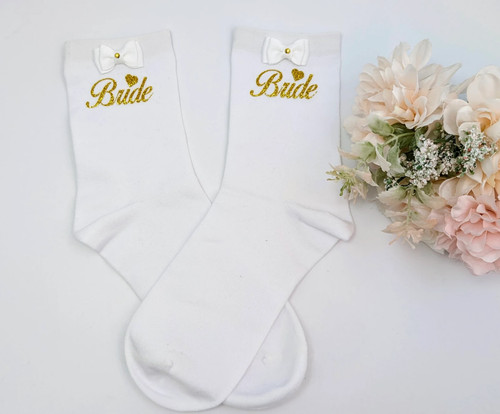 Bride Trainers Sneaker Socks / Personalized Wedding Socks /  Bridal Party Gift - Picture 2 of 3