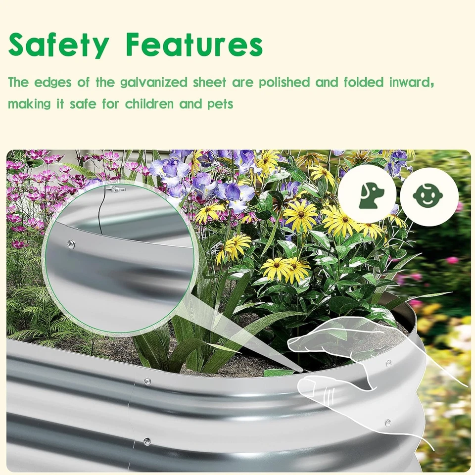 Galvanized Raised Garden Bed,Raised Garden Bed Kit-Oval Metal Flower Box, - Image 4 of 4