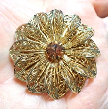 LIEBA USA Signed, Gold Tone, Openwork Vintage Scarf Clip.