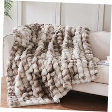 50x60 Inches Ultra-Soft Fuzzy Faux Fur Plush Throw 50" x 60" Bubble Tie Brown