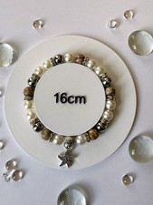 Perlenarmband Damen selbstgemacht perlweiß/b...