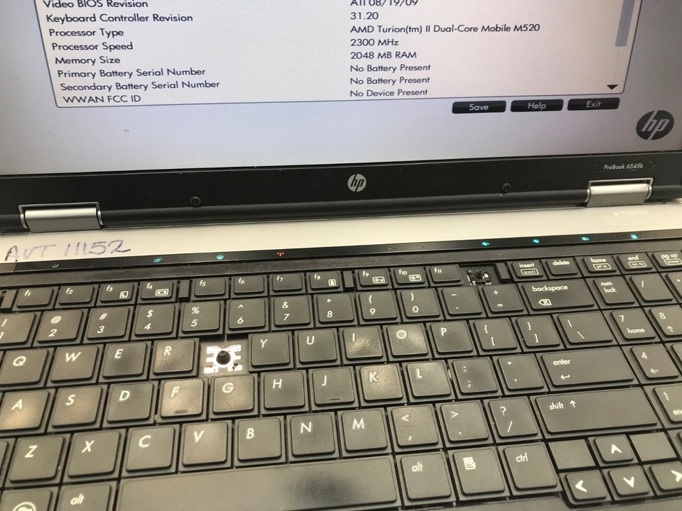 HP ProBook 6545b AMD Turion II 2.3GHz 15" Laptop-C-GRADE/ MISSING KEYS -MZ - Image 3 of 4