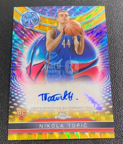 2024-25 Topps Chrome Nikola Topic RC Rookie Gold Refractor Auto 29/50 SP Thunder