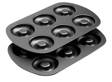 Tiawudi Non-Stick 6-Cavity Donut Baking Pans, Makes Standard, Black