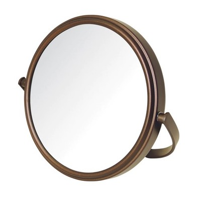 Small Tabletop Magnifying Mirror - 5.5  Diameter with 6.2''L x 6.3''W, Bronze 